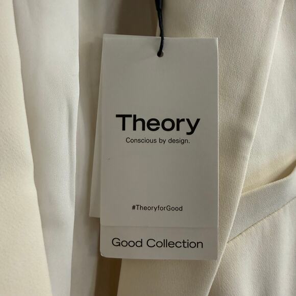 Theory Staple Blazer Admiral Crepe Rice Ivory Women’s Size 12 NWT - Picture 4 of 9